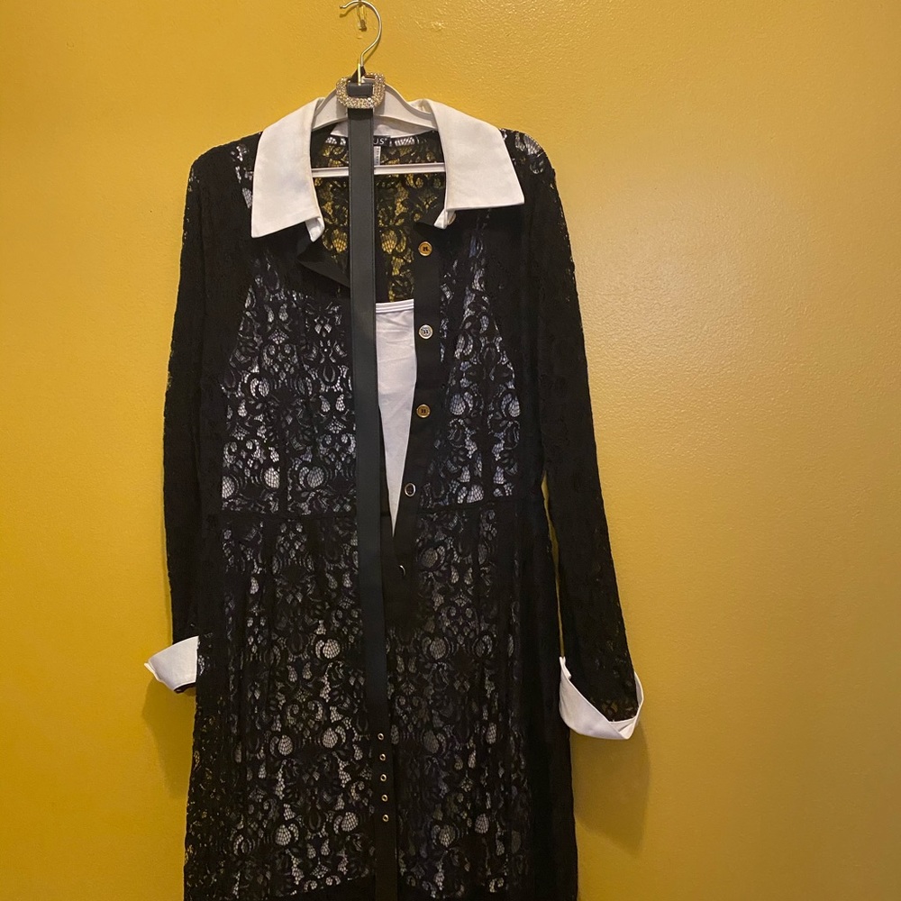 Black white lace dress